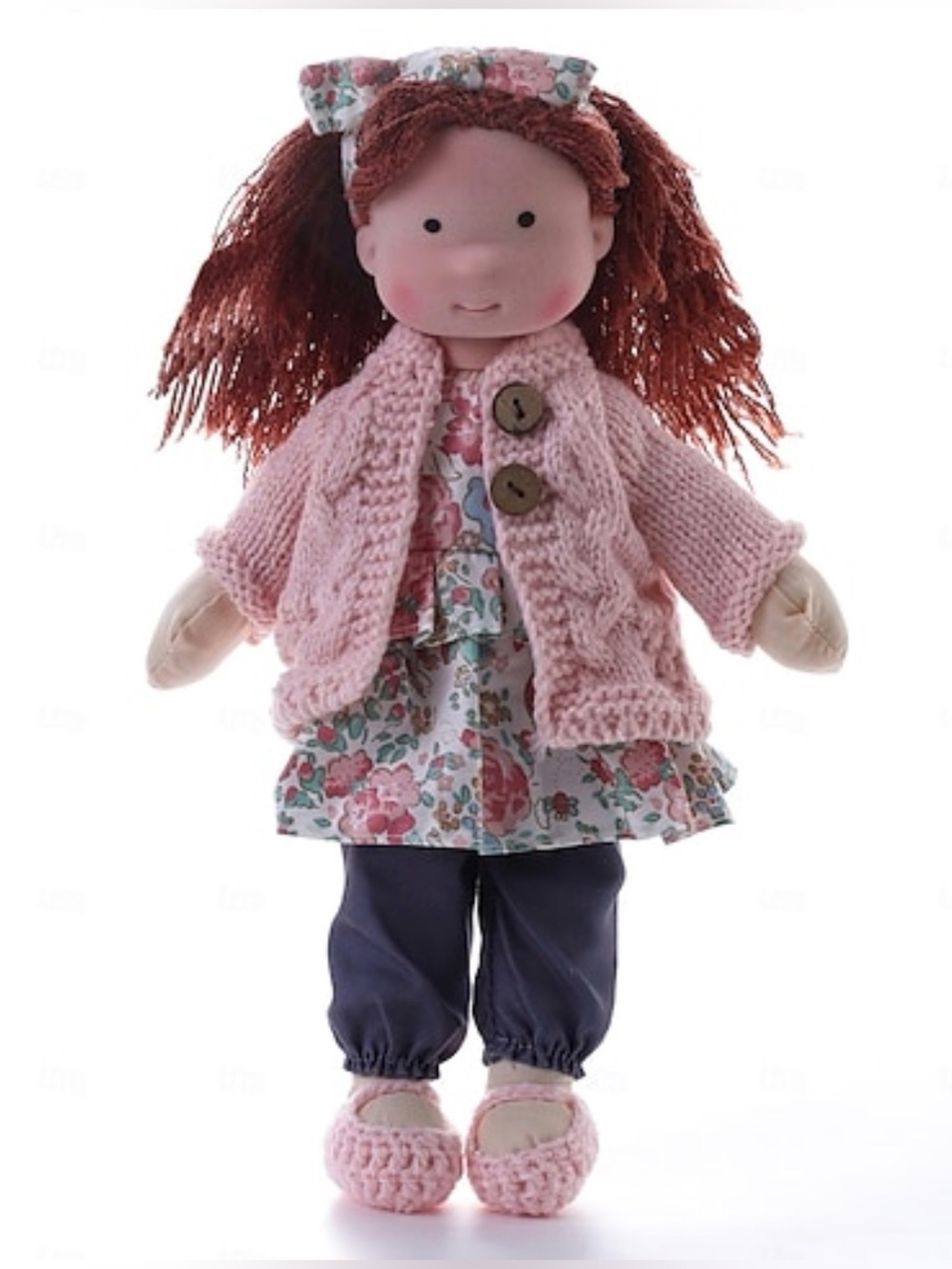 Evgeniya Elizarova Handmade Waldorf-Style Rag Doll Pink & Gray